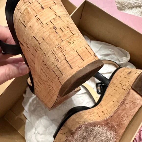 Cole Haan Black Gillian Mid Wedge Sandals with Ankle Buckle - in original box - Picture 5 of 9